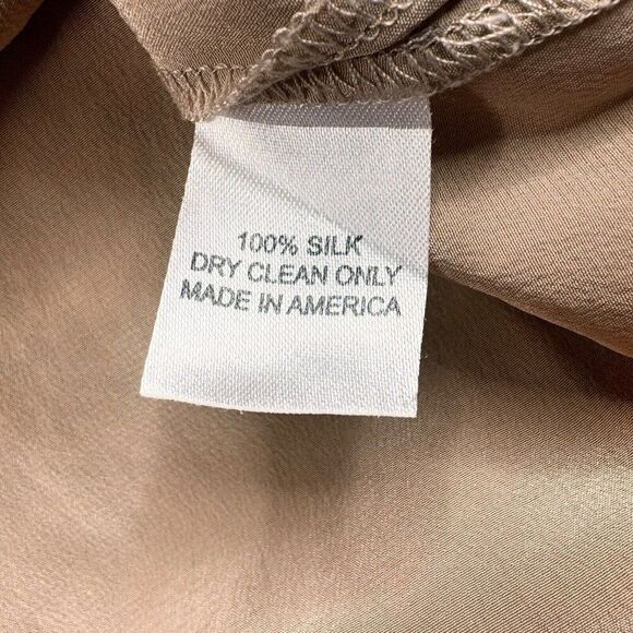 Amanda Uprichard Silk V-Neck Blouse Beige Tan - Picture 3 of 6